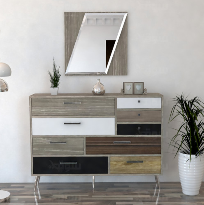 مدخل وخزانة رمادي وملون