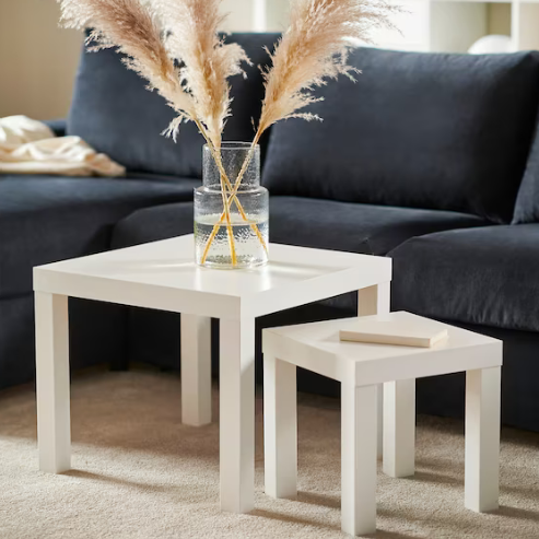 طقم طاولات ابيض قطعتين