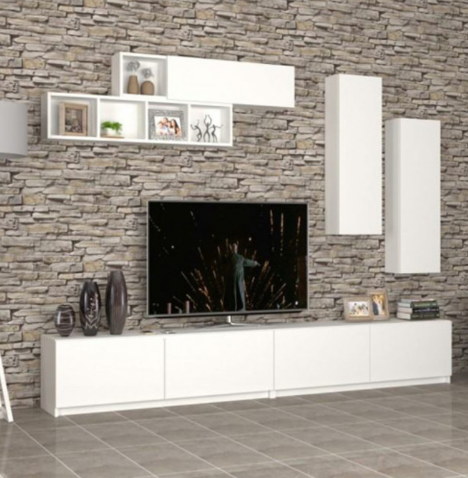 طاولة تلفزيون أبيض ساده