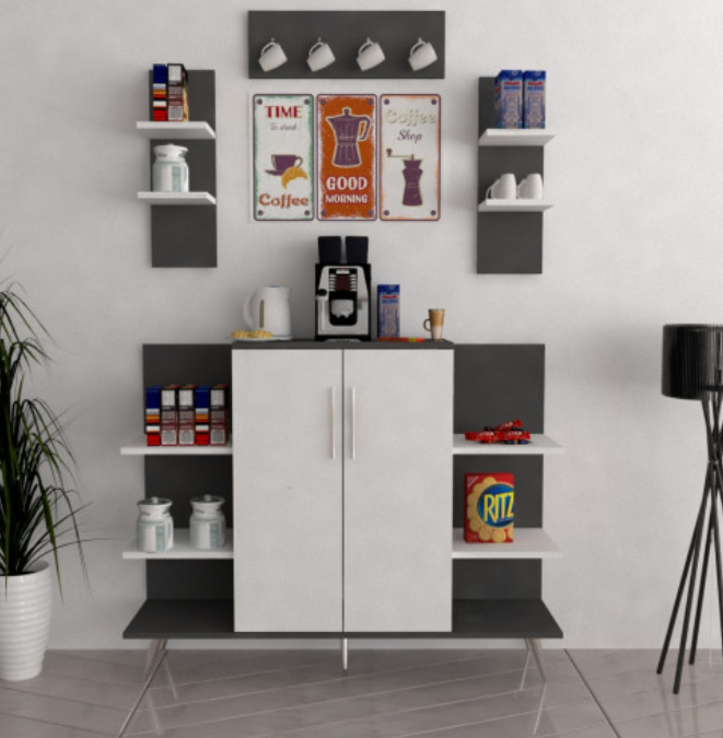 ركن قهوة ابيض ورمادي