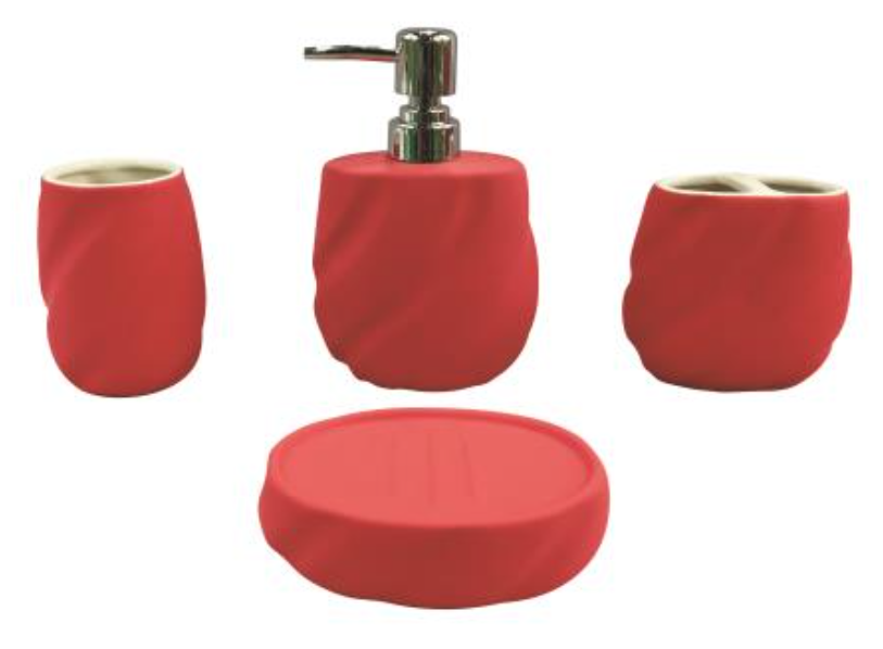 طقم اكسسوارات حمام أحمر